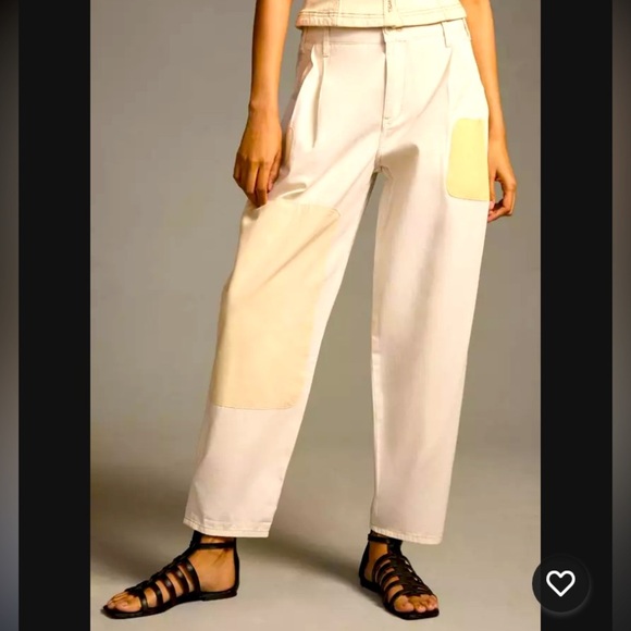 Anthropologie Pilcro Rolled Hem boho
Utility Beige Patch Chinos Barrel Pants 30 - Picture 1 of 8